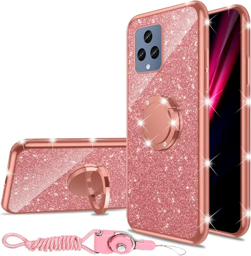 Vista 12 de nancheng Funda de teléfono para TCL A3X (A600DL), funda para Alcatel TCL A3X niñas y mujeres, bonita funda de silicona transparente con purpurina
