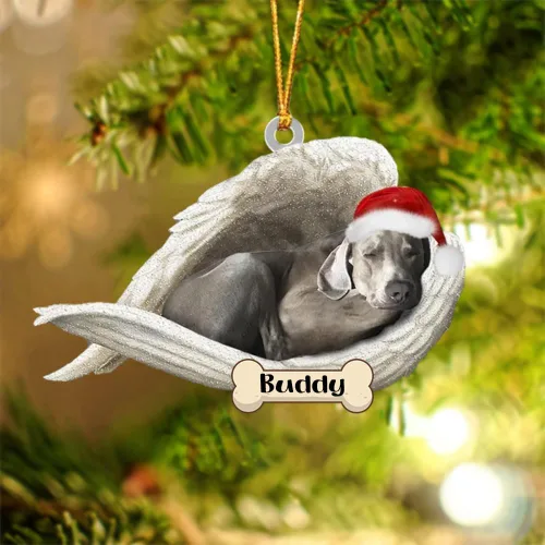 Vista 13 de Afghan Hounds - Adorno de Navidad con alas de ángel durmiente, recuerdo personalizado para perros 2024, adorno de forma acrílica, regalos