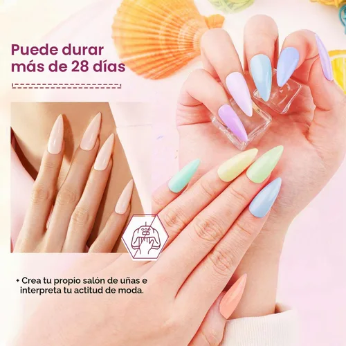Vista 4 de Openlive Kit de iniciación de polvo para uñas de inmersión de 32 colores, 36 botellas azul, cheese, amarillo con capa base, capa superior