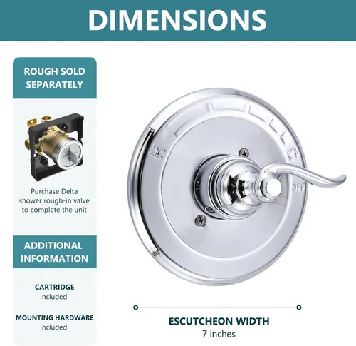 Vista 3 de Repuesto de ajuste de válvula de equilibrio de presión para Delta BT14096 Windemere 14 Series, cromo