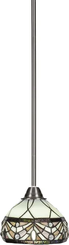 Vista 232 de Toltec Lighting Paramount - Mini colgante de 1 luz en acabado negro mate con cristal de arte perla de 7 pulgadas y estilo negro