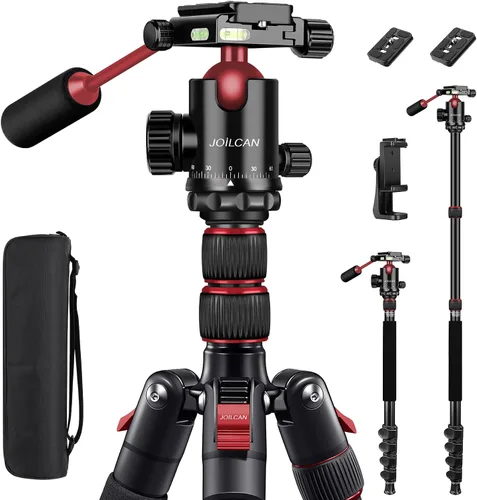 Vista 11 de Trípode de cámara JOILCAN, Trípodes y monópodos de aluminio de 83" con asa de metal, Trípode resistente para cámara DSLR, láseres, binoculares