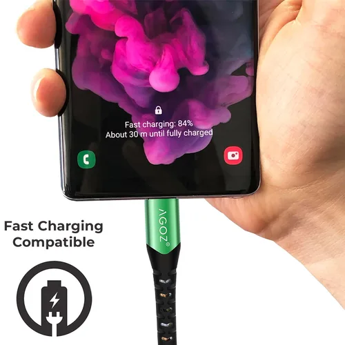 Vista 5 de AGOZ Paquete de 3 cables USB C a USB C de 1 pie para iPhone 17 Pro Max, iPhone 16, iPad Pro, Galaxy S26, S25 FE, S24 Ultra, S23 S22, Z Fold 7, A54