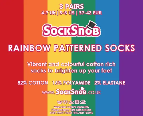 Vista 4 de Sock Snob - Paquete de 3 calcetines de algodón a rayas coloridas para hombre y mujer