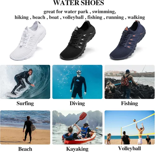 Vista 5 de Racqua Zapatos acuáticos para hombre y mujer, zapatos de natación deportivos de secado rápido, zapatos acuáticos descalzos para navegación, pesca