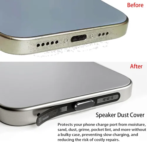 Vista 4 de Enchufe antipolvo USB C, cubierta de puerto USB C, cubierta de enchufe USB C con protector de altavoz, cubierta antipolvo compatible con iPhone 17