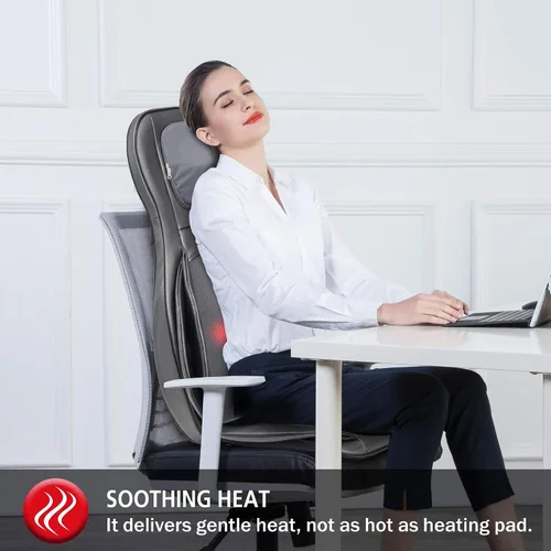 Vista 6 de COMFIER Silla masajeadora con calor, masajeador de espalda Shiatsu portátil con compresión y rodamiento, almohadilla para silla de masaje