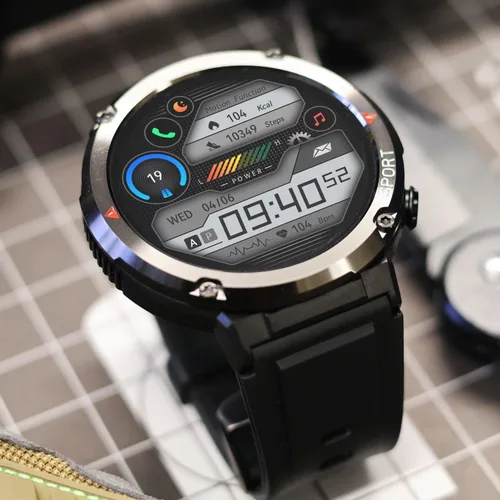 Vista 5 de AlphaGear Bravo XL - Reloj inteligente táctico de cara grande, pantalla grande, batería de 18 días de 600 mAh, llamadas Bluetooth, resistente al