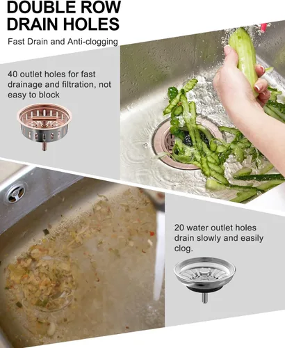 Vista 6 de BOTEMY B9171 Kit de drenaje de fregadero de cocina de cobre 3 1/2 colador para fregadero de cocina con colador de acero inoxidable, tapón de Cobre