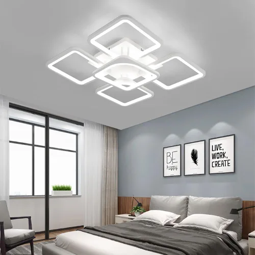 Vista 2 de Lámpara LED de techo regulable, 5 luces de techo de 23 pulgadas, montaje empotrado, lámpara de 80 W para sala de estar, dormitorio, cocina