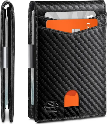 Vista 145 de Zitahli - Carteras delgadas con clip para dinero para hombre, tarjetero minimalista, de cuero, plegable, con bloqueo RFID, cartera de bolsillo