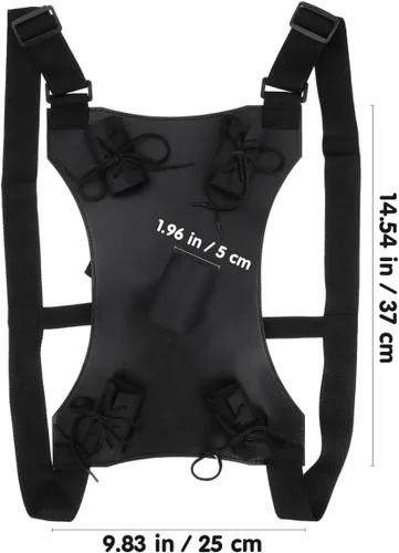 Vista 5 de Bolsa de cuero con espalda ninja, doble espadas, funda de transporte, correa para el hombro, arnés de Halloween Cosplay Prop