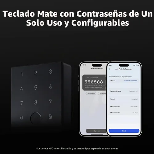 Vista 4 de Aqara Smart Lock U100, llave de Apple Home, cerrojo de huella digital, gris Matter Over Thread, Keyless Entry Door Lock, Touchscreen Keypad, IP65