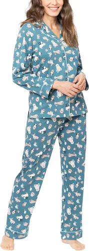 Vista 21 de PajamaGram Conjunto de pijama para mujer – Pijama para mujer, jersey novio, 100% algodón