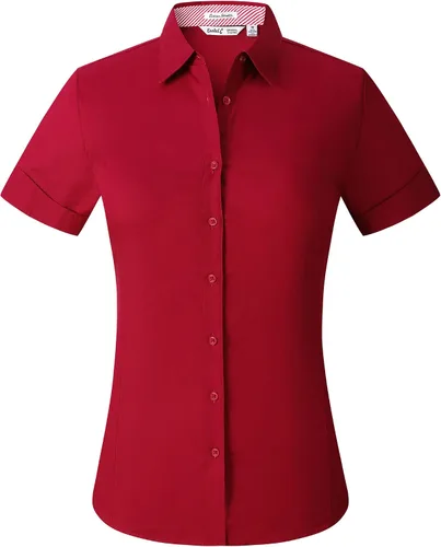 Vista 20 de Esabel.C - Camisa de trabajo con botones de manga larga para mujer, elástica, corte regular