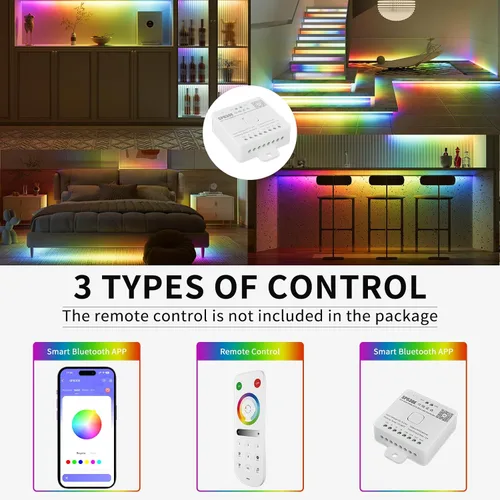 Vista 6 de Tira LED COB con chip IC RGB WS2811 de 18 pies, DC12V persecución de color direccionable Pixel RGB luces de cinta LED, luces flexibles multicolor