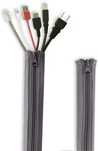 Vista 8 de StangH Organizador de mangas para organizar cables, 19 pulgadas, para el hogar y la oficina, con cremallera, organizador de cables, envoltura