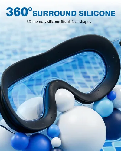 Vista 4 de Zoomsnail Paquete de 2 gafas de natación de visión amplia sin montura para adultos, antivaho con fugas UV para hombres y mujeres