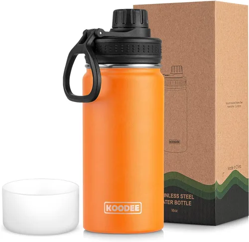 Vista 156 de koodee Botella de agua para niños, botella de agua de acero inoxidable de 12 onzas con aislamiento al vacío para la escuela, botella de agua de boca