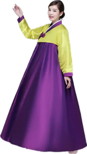 Vista 8 de XINFU Conjunto de Hanbok tradicional coreano para mujer, vestido colorido de manga larga, disfraz de cosplay Greenrosy
