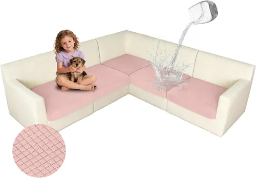 Vista 29 de ALIECOM Fundas 100% impermeables para sofá seccional esquinero en forma de L, fundas de cojín de jacquard elásticas para mascotas y perros