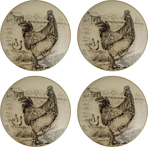 Vista 4 de Pfaltzgraff Homespun Rooster - Juego de vajilla de 16 piezas, servicio para 4, color marrón