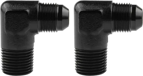 Vista 29 de EVIL ENERGY 3AN macho acampanado a 1/4" NPT tubo adaptador de ajuste de 90 grados aluminio negro 2 piezas