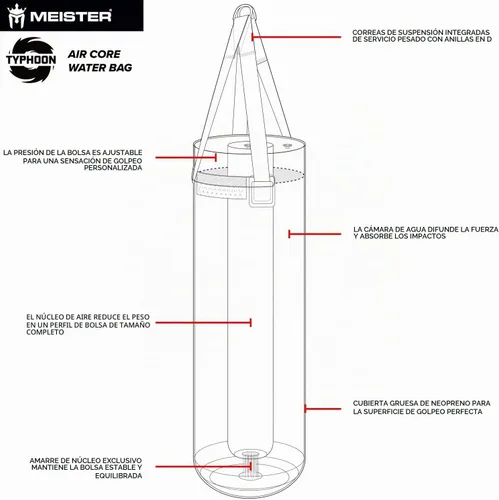 Vista 2 de Meister Typhoon - Bolsa pesada llena de agua con núcleo de aire y funda de neopreno para boxeo y MMA