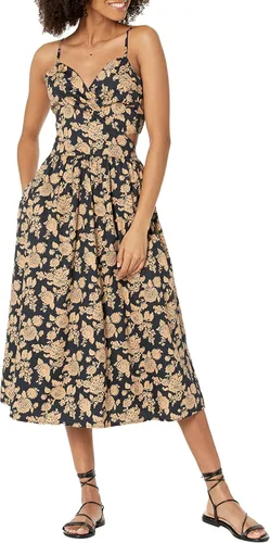 Vista 7 de The Drop Vestido midi Makenna con tirantes cruzados y espalda fruncida para mujer Negro