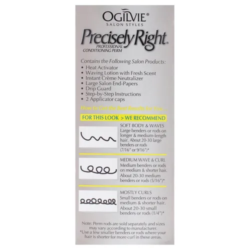 Vista 3 de Kit profesional de permanente acondicionadora Ogilvie Salon Styles Precisely Right - Ideal para cabello tratado con color, normal - 1 aplicación