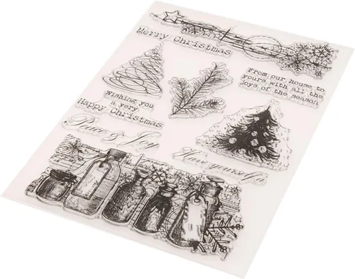 Vista 5 de Sellos de silicona transparentes para árbol de Navidad para hacer tarjetas, sellos de goma transparente para álbumes de recortes, álbum de fotos