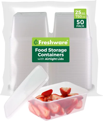Vista 8 de Freshware Contenedores de almacenamiento de alimentos con tapas [60 unidades de 8, 16, 32 onzas, 20 juegos de cada tamaño] Contenedores de plástico