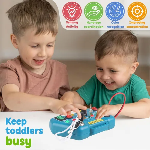 Vista 4 de Tablero de actividades para niños pequeños de 2 a 4 años, tablero sensorial Montessori, juguetes sensoriales para niños de 1 a 4 años, juguetes