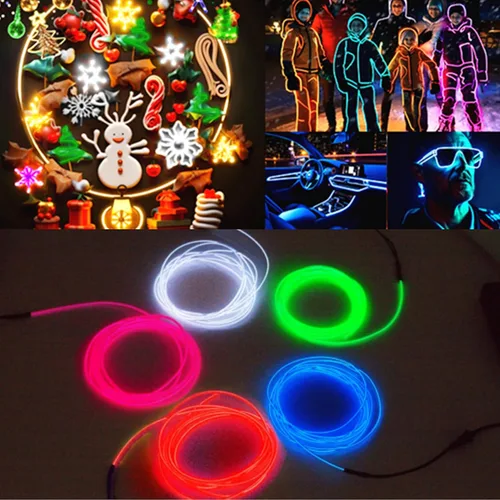 Vista 8 de Ourbest [Nueva versión dura] 5 divisores de 6.6 ft de cable EL de neón, 3 modos de permanencia/lento/rápido flash LED para decoración de fiesta