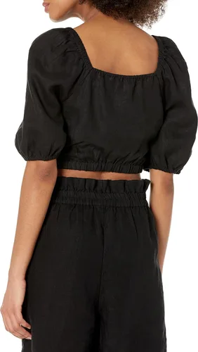 Vista 2 de The Drop Evelyn - Camiseta corta con cuello cuadrado y burbujas para mujer