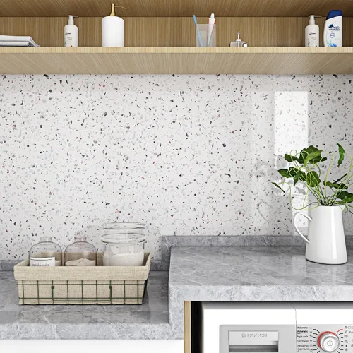 Vista 3 de Livelynine Papel de contacto de granito blanco para encimeras, impermeable, despegar y pegar, encimeras, papel tapiz para cocina, envoltura
