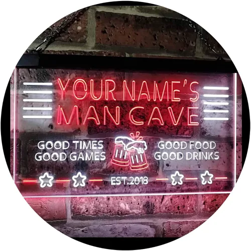 Vista 28 de ADVPRO Letrero de neón LED personalizado con texto en inglés "Man Cave Home Bar Est. Year Single Color LED Neon Sign 12 x 8.5" st4s32-x0012a-tm-b