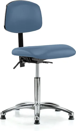 Vista 17 de Perch - Silla de laboratorio con ruedas cromadas con soporte de respaldo ajustable, altura del escritorio de 17 a 22 pulgadas, tela negra