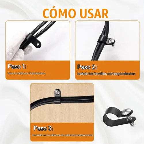 Vista 4 de mankk 50 clips de luz de cuerda de 1/2 pulgada, clips de montaje estilo P, abrazaderas de cable de plástico con cabeza plana de acero inoxidable