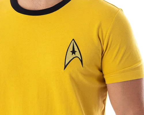 Vista 2 de Star Trek The Original Series - Camiseta de manga corta para hombre, uniforme TOS, capitán Kirk, Spock