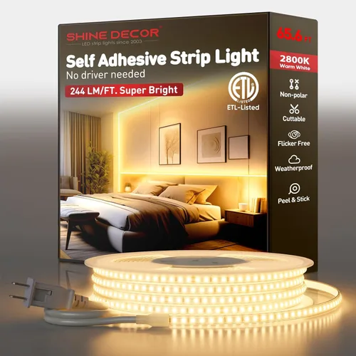 Vista 18 de Shine Decor Tira de luz LED súper brillante de 4000LM, Plug & Play de 120V sin controlador, cableado fácil, sin parpadeo, resistente a la intemperie