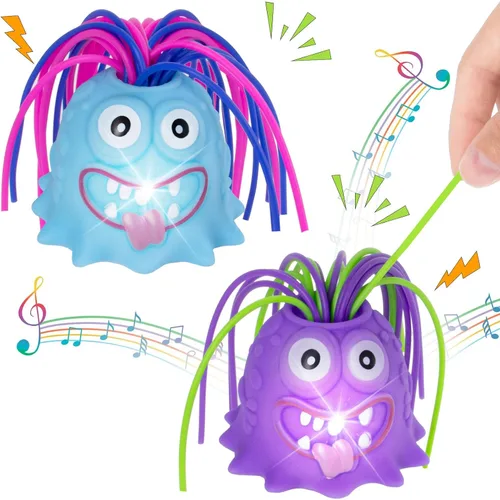 Vista 7 de Juguetes para aliviar el estrés y el cabello con luz LED, diferentes gritos, novedosos monstruos gritadores para adultos, adolescentes y autismo