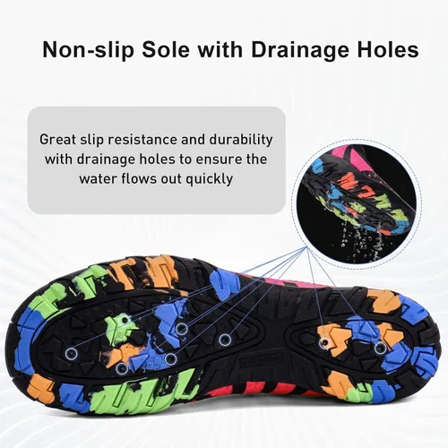 Vista 4 de Zapatillas para el agua hiitave para hombre y mujer, de secado rápido, zapatillas tipo calcetín estilo barefoot, para surf, caminar por el río