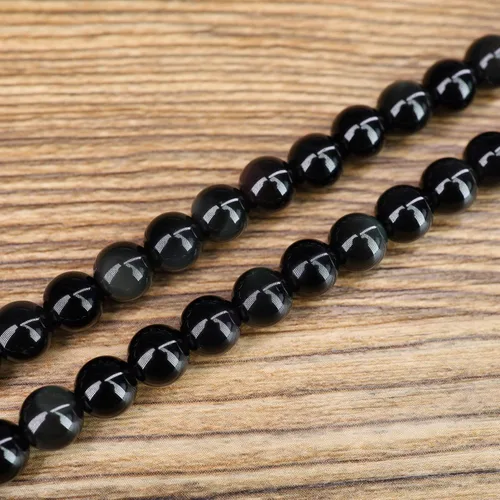 Vista 5 de COAI Collar de mano Hamsa de piedra negra 108 Mala, Piedra, Jaspe