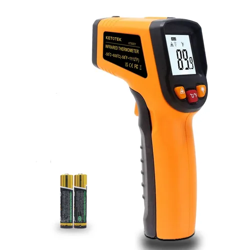 Vista 10 de KETOTEK Termómetro infrarrojo sin contacto IR pistola de temperatura láser digital -50℃～600℃ (-58℉～1112℉) Termómetro de emisividad ajustable