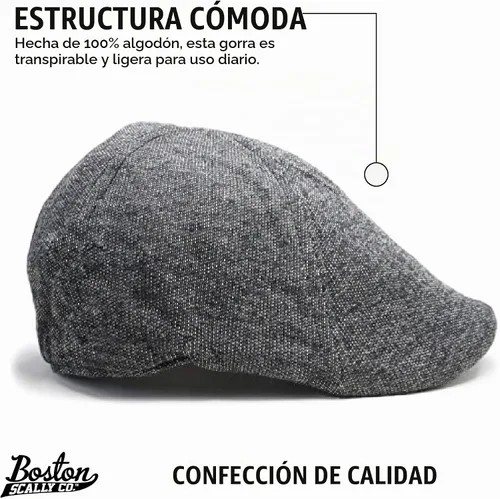 Vista 2 de The Original Boston Scally Gorra – The Scrapper Newsboy Gorra plana – 6 paneles de algodón ajustado para hombre Carbón