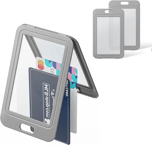 Vista 14 de Uniclife Paquete de 3 Portacarnet Deslizante con Ventanas de Doble Cara Funda Vertical de Plástico Duro Negro Bolsa Protectora de Tarjetas