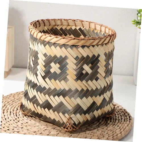 Vista 9 de DOITOOL Bote de basura de bambú Cesta tejida Decoración de ropa sucia Cesta de basura tejida Cesta de papel de desecho Cesta de arreglo floral Cesta