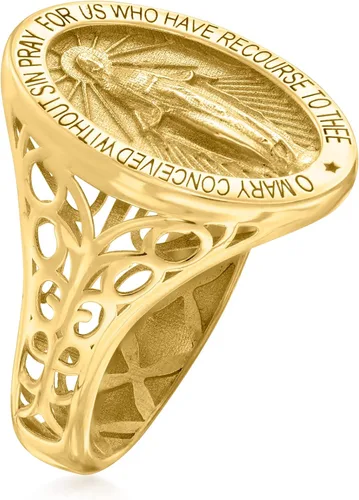 Vista 3 de Ross-Simons Anillo italiano con medalla milagrosa de oro amarillo de 14 quilates