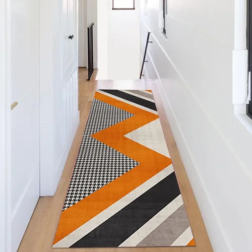 Vista 3 de Alfombra larga con respaldo antideslizante, alfombra para interiores y exteriores, fácil de limpiar, tapete antideslizante de 39.4 x 177.2 in/47.2 x